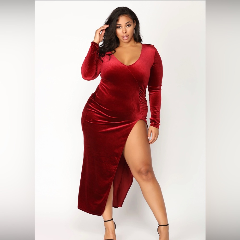 Love Sex Magic Velvet Dress - Wine 2XL